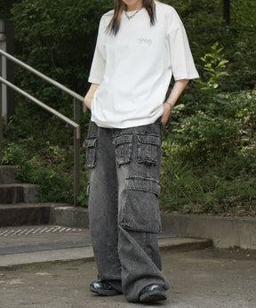 25SS クラウン ボックスシルエット グランジ風 レトロモチーフ バックプリント 半袖Tシャツ