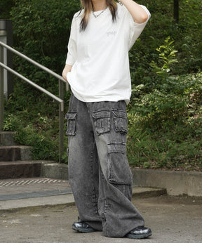25SS クラウン ボックスシルエット グランジ風 レトロモチーフ バックプリント 半袖Tシャツ
