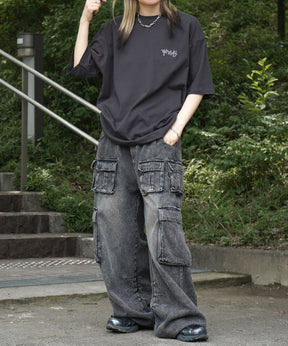 25SS クラウン ボックスシルエット グランジ風 レトロモチーフ バックプリント 半袖Tシャツ