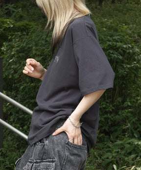 25SS クラウン ボックスシルエット グランジ風 レトロモチーフ バックプリント 半袖Tシャツ