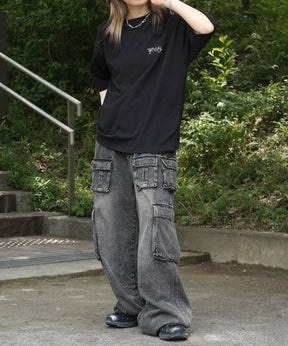 25SS クラウン ボックスシルエット グランジ風 レトロモチーフ バックプリント 半袖Tシャツ