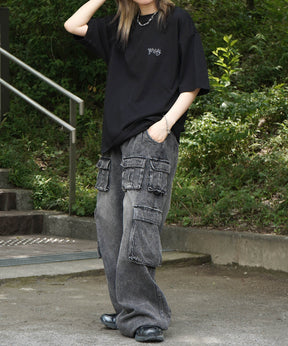 25SS クラウン ボックスシルエット グランジ風 レトロモチーフ バックプリント 半袖Tシャツ