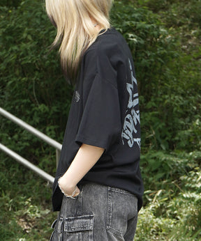 25SS クラウン ボックスシルエット グランジ風 レトロモチーフ バックプリント 半袖Tシャツ