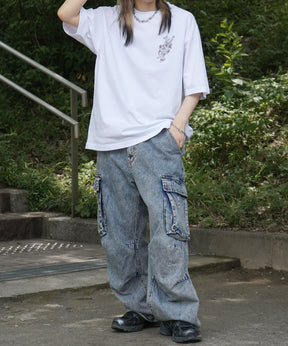 25SS ハードウォッシュ加工 バックプリント ボックスシルエット 半袖Tシャツ