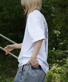 25SS ハードウォッシュ加工 バックプリント ボックスシルエット 半袖Tシャツ