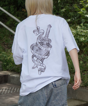 25SS ハードウォッシュ加工 バックプリント ボックスシルエット 半袖Tシャツ
