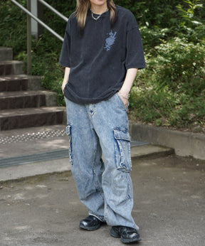25SS ハードウォッシュ加工 バックプリント ボックスシルエット 半袖Tシャツ