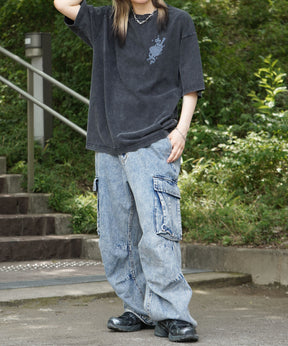 25SS ハードウォッシュ加工 バックプリント ボックスシルエット 半袖Tシャツ