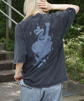 25SS ハードウォッシュ加工 バックプリント ボックスシルエット 半袖Tシャツ