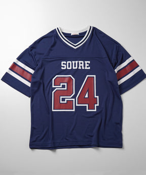 25SS 【Soure】 ビッグシルエット フロントナンバリングプリント 半袖フットボールTシャツ