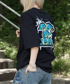 25SS ボックスシルエット スプラッシュ タギング ストリートグラフィック 半袖Tシャツ
