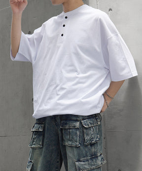 25SS ヘンリーネック ドローコード 半袖Tシャツ