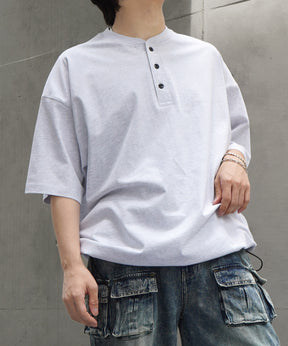 25SS ヘンリーネック ドローコード 半袖Tシャツ