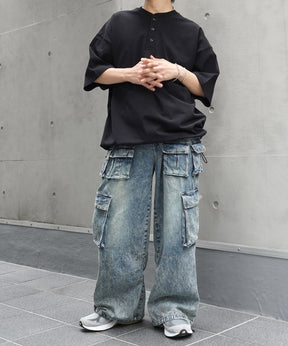 25SS ヘンリーネック ドローコード 半袖Tシャツ