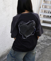 25SS 韓国ストリート ハート グランジロゴ Y2K ビッグシルエット半袖Tシャツ