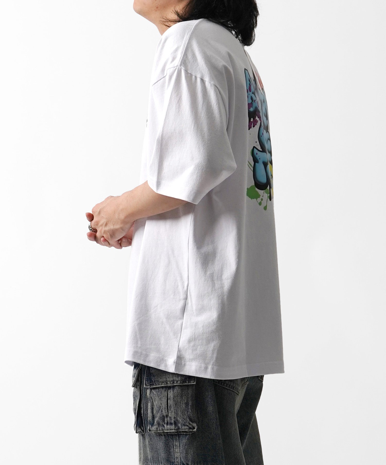 25SS ボックスシルエット スプラッシュ タギング ストリートグラフィック 半袖Tシャツ