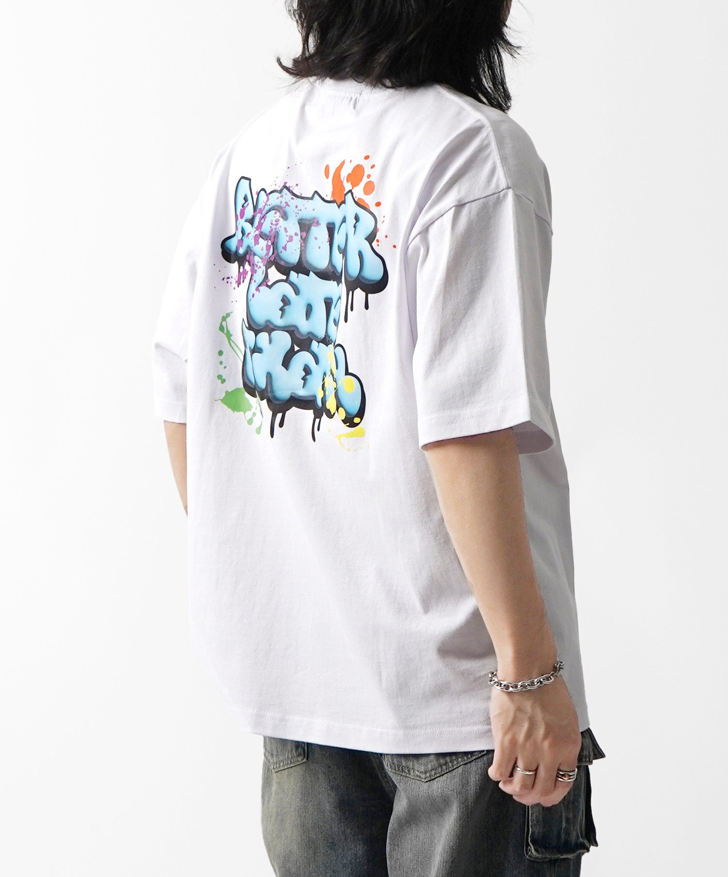 25SS ボックスシルエット スプラッシュ タギング ストリートグラフィック 半袖Tシャツ