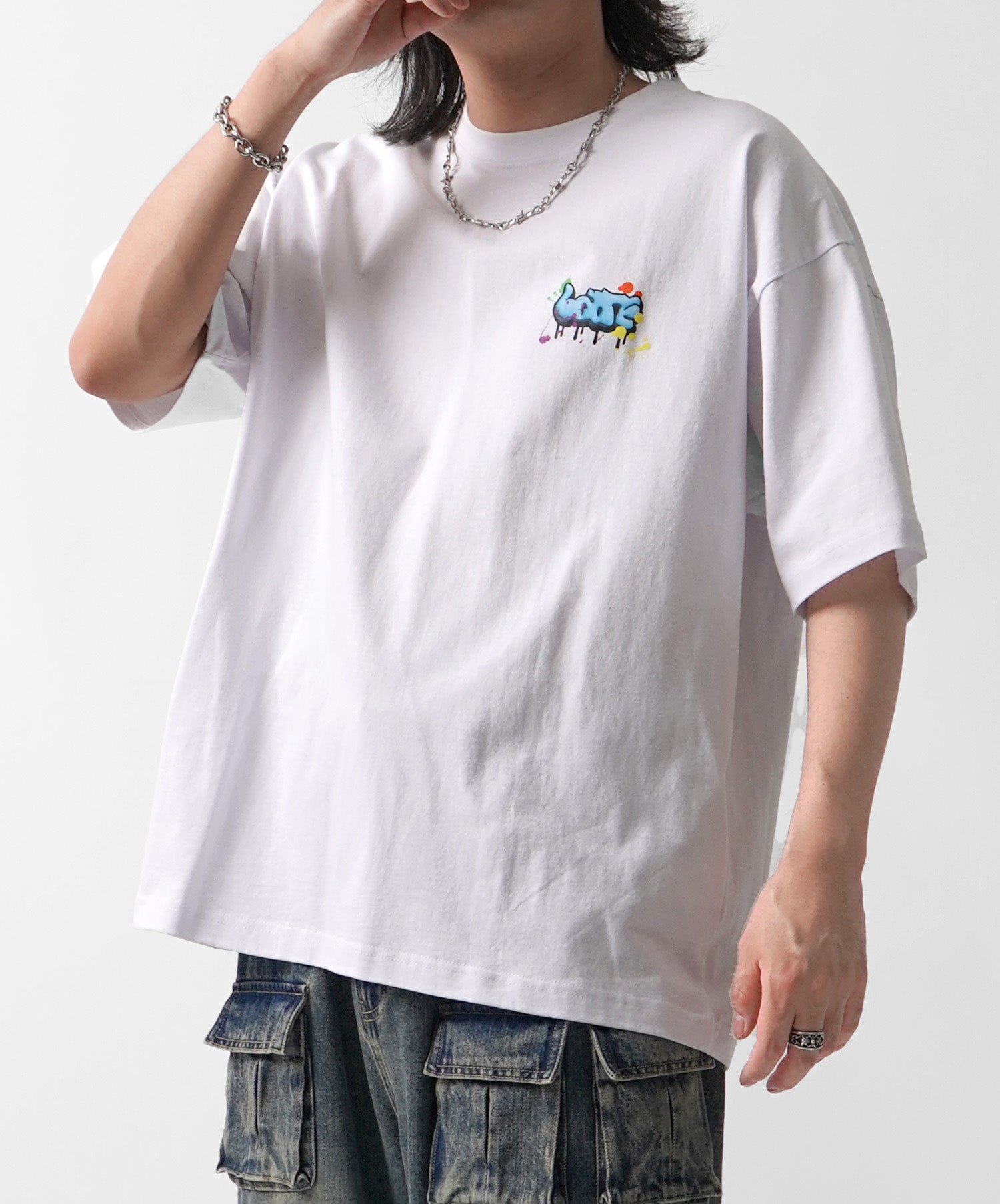 25SS ボックスシルエット スプラッシュ タギング ストリートグラフィック 半袖Tシャツ