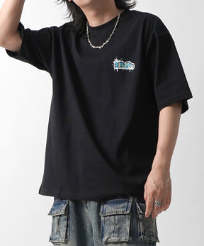 25SS ボックスシルエット スプラッシュ タギング ストリートグラフィック 半袖Tシャツ