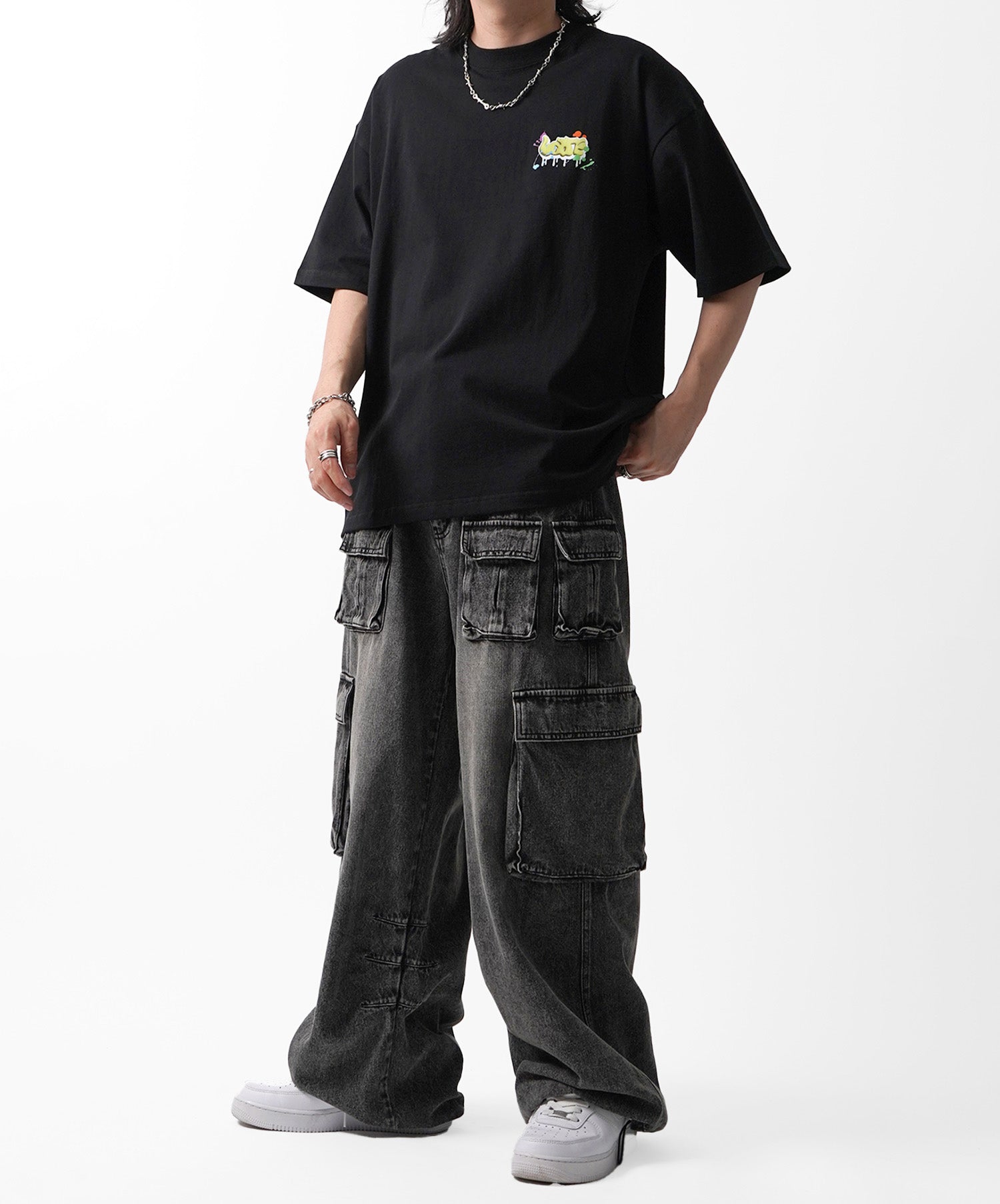 25SS ボックスシルエット スプラッシュ タギング ストリートグラフィック 半袖Tシャツ