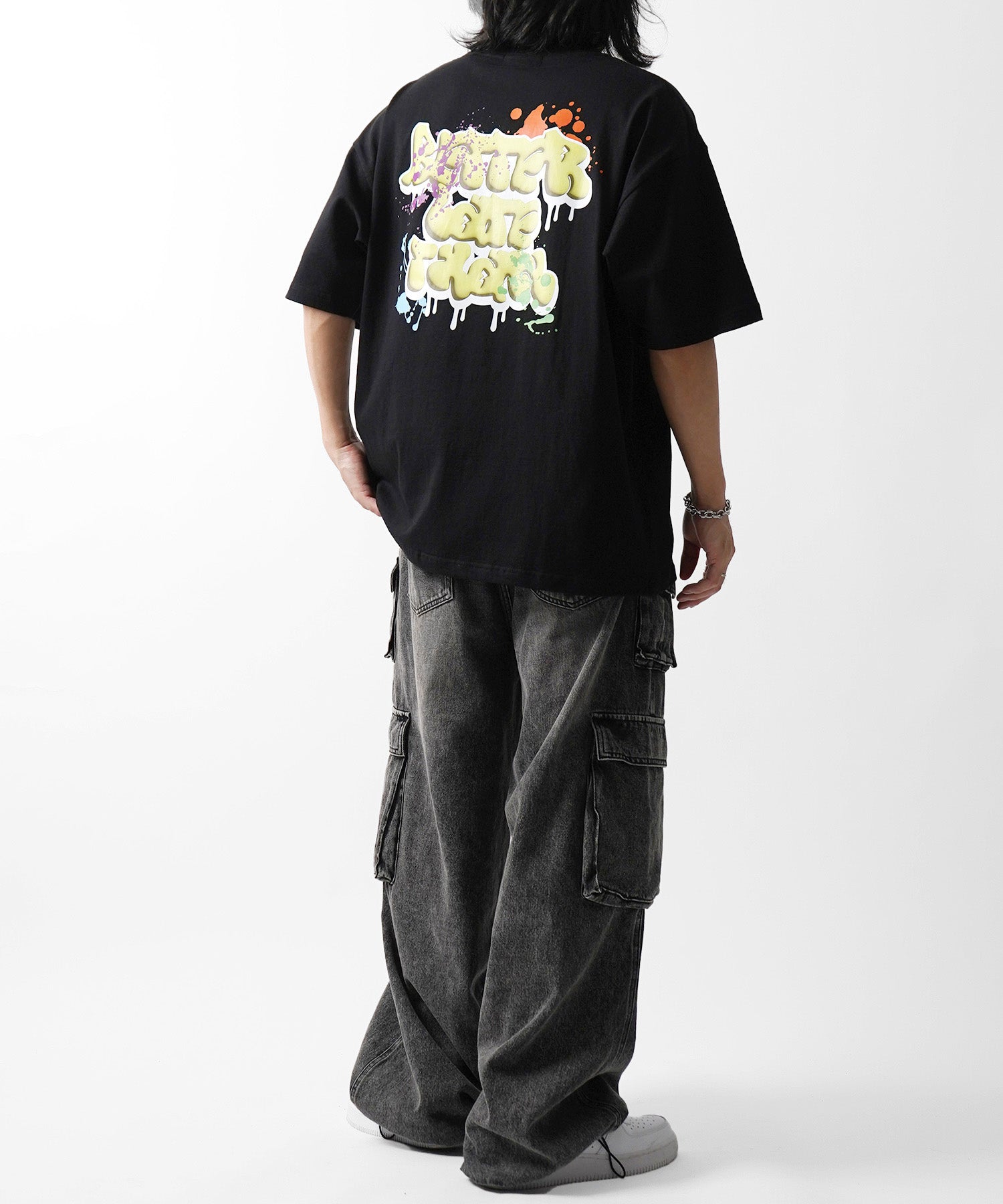 25SS ボックスシルエット スプラッシュ タギング ストリートグラフィック 半袖Tシャツ
