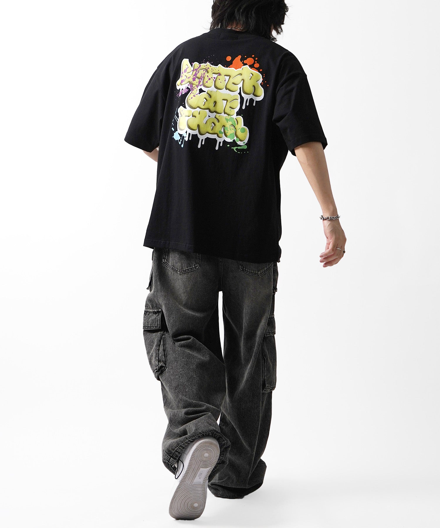 25SS ボックスシルエット スプラッシュ タギング ストリートグラフィック 半袖Tシャツ