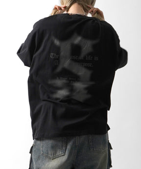 25SS フェードロゴ ボックスシルエット グランジ風 レトロモチーフ バックプリント 半袖Tシャツ
