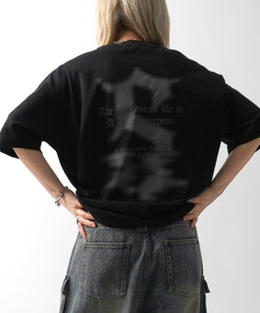25SS フェードロゴ ボックスシルエット グランジ風 レトロモチーフ バックプリント 半袖Tシャツ