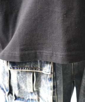 25SS フェードロゴ ボックスシルエット グランジ風 レトロモチーフ バックプリント 半袖Tシャツ