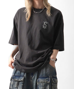 25SS フェードロゴ ボックスシルエット グランジ風 レトロモチーフ バックプリント 半袖Tシャツ