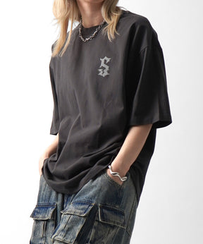 25SS フェードロゴ ボックスシルエット グランジ風 レトロモチーフ バックプリント 半袖Tシャツ