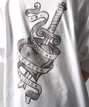 25SS ハードウォッシュ加工 バックプリント ボックスシルエット 半袖Tシャツ