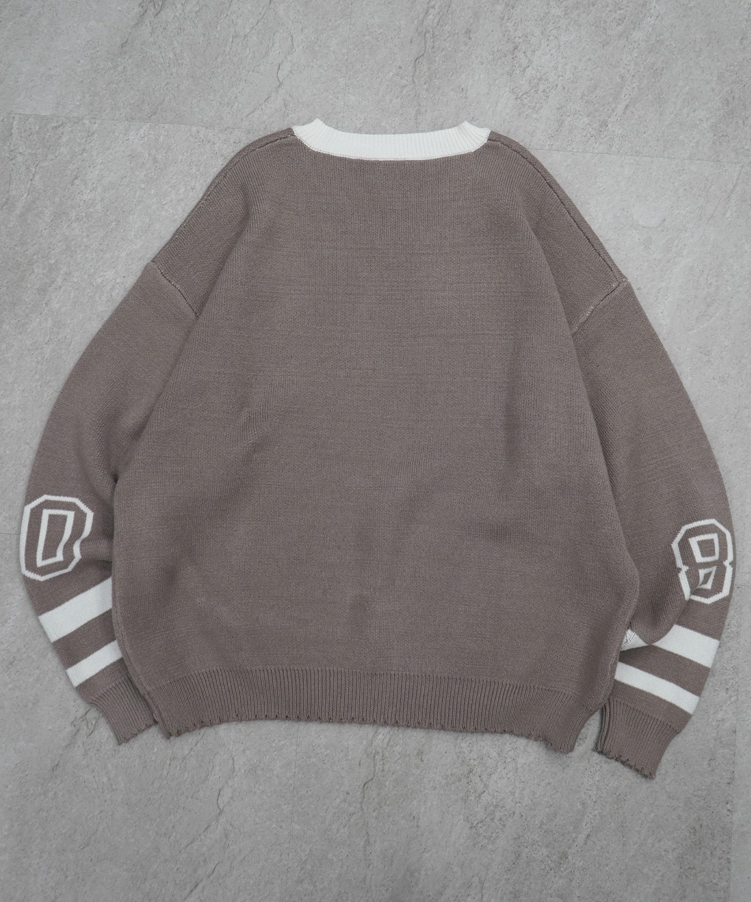 Y2K ロゴ ダメージ加工 Vネック ニット プルオーバー