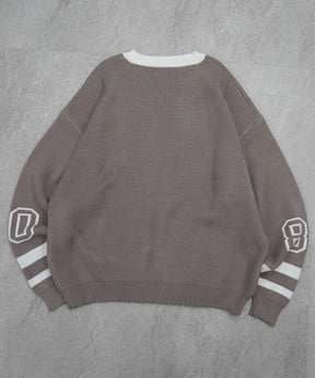 Y2K ロゴ ダメージ加工 Vネック ニット プルオーバー