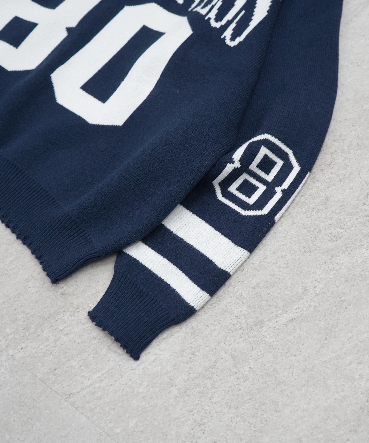 Y2K ロゴ ダメージ加工 Vネック ニット プルオーバー