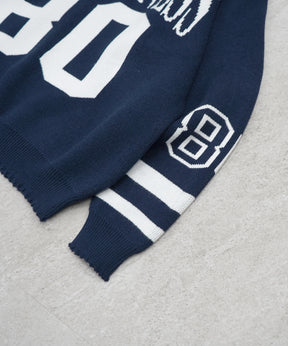 Y2K ロゴ ダメージ加工 Vネック ニット プルオーバー