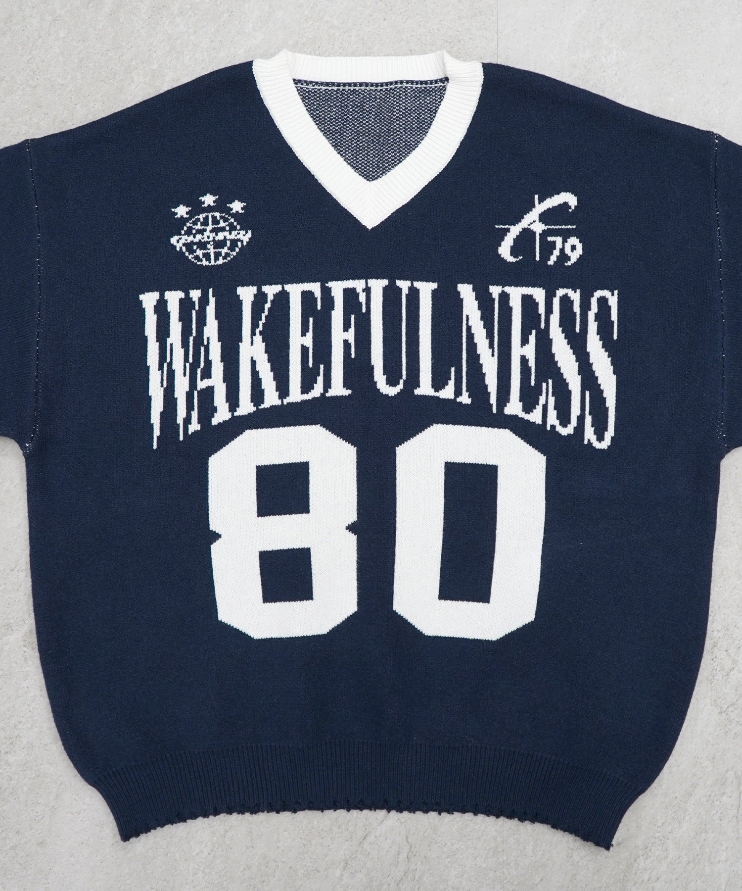 Y2K ロゴ ダメージ加工 Vネック ニット プルオーバー