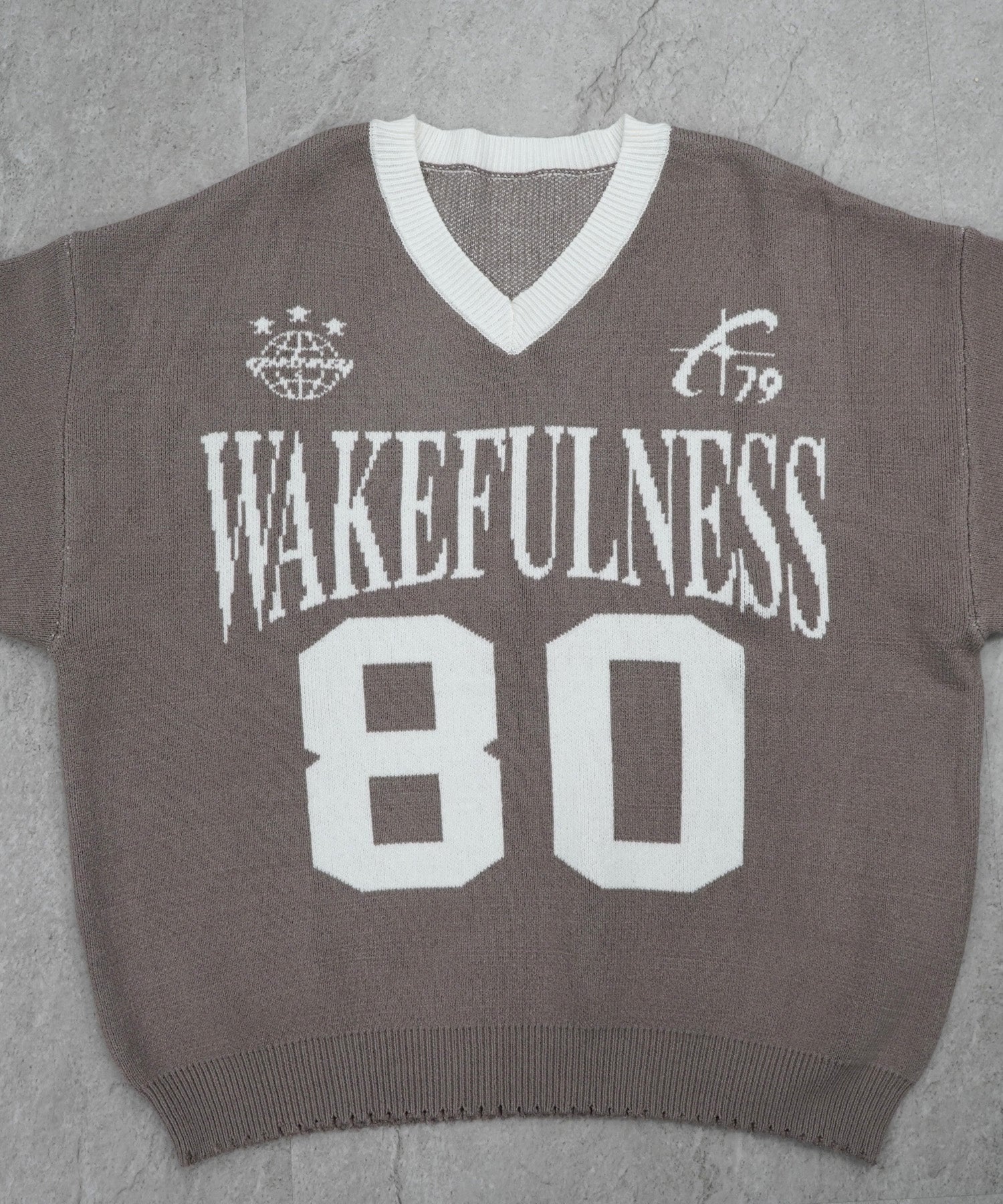 Y2K ロゴ ダメージ加工 Vネック ニット プルオーバー