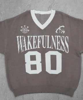 Y2K ロゴ ダメージ加工 Vネック ニット プルオーバー