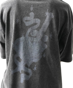 25SS ハードウォッシュ加工 バックプリント ボックスシルエット 半袖Tシャツ