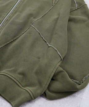 裏毛 カットオフ切り替え ZIPパーカー