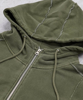 裏毛 カットオフ切り替え ZIPパーカー