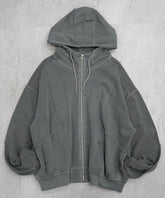 裏毛 カットオフ切り替え ZIPパーカー