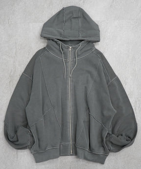 裏毛 カットオフ切り替え ZIPパーカー