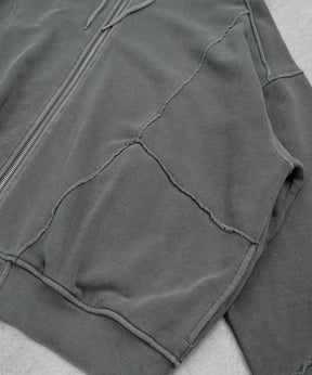 裏毛 カットオフ切り替え ZIPパーカー