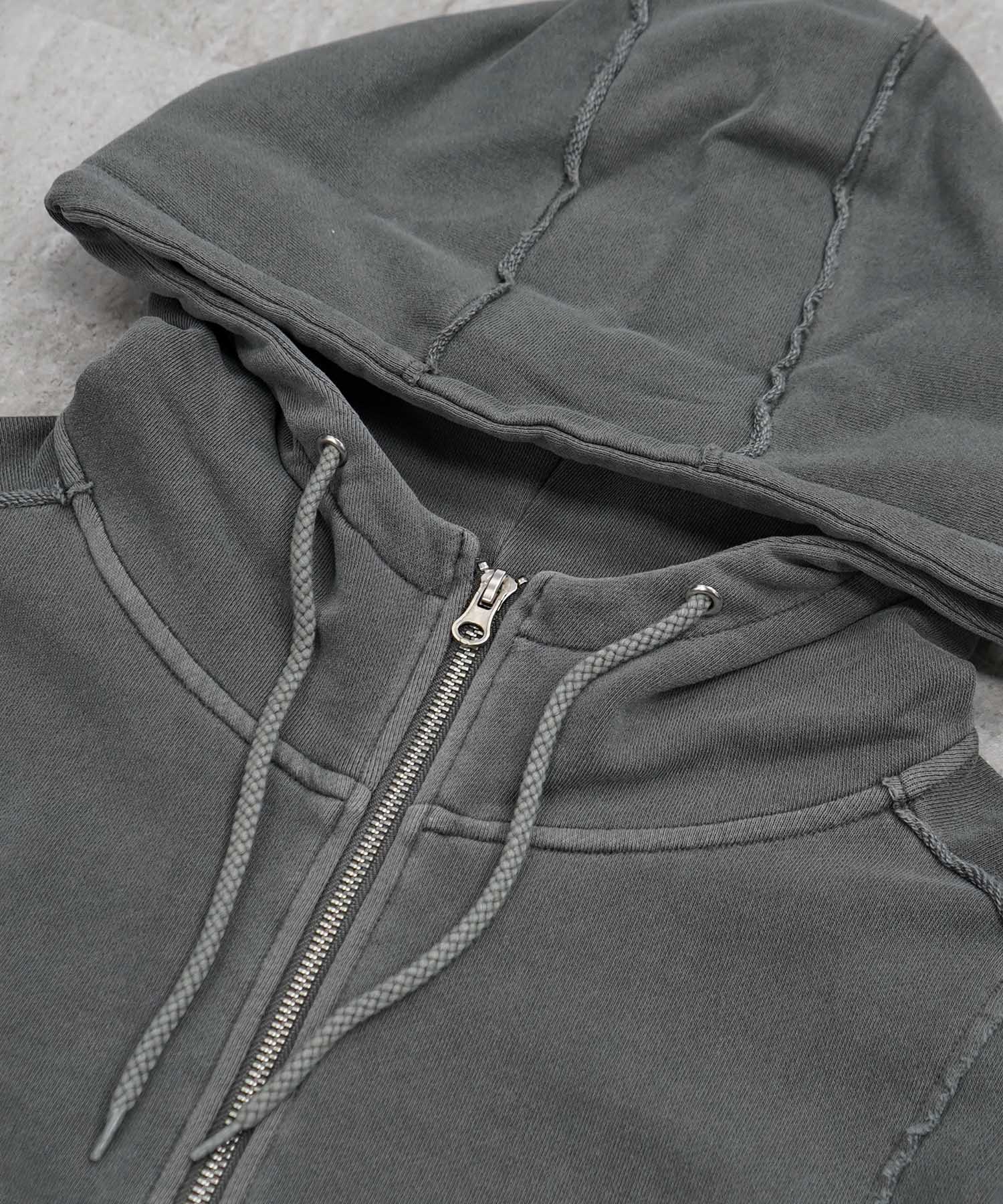 裏毛 カットオフ切り替え ZIPパーカー