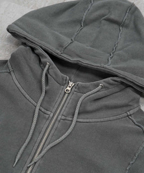裏毛 カットオフ切り替え ZIPパーカー