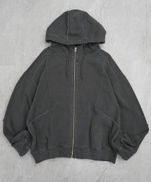 裏毛 カットオフ切り替え ZIPパーカー