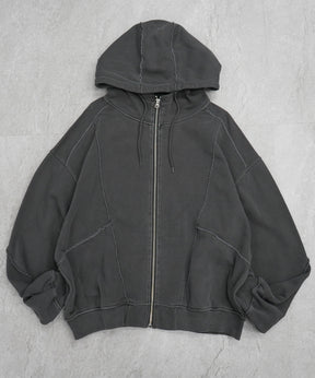 裏毛 カットオフ切り替え ZIPパーカー