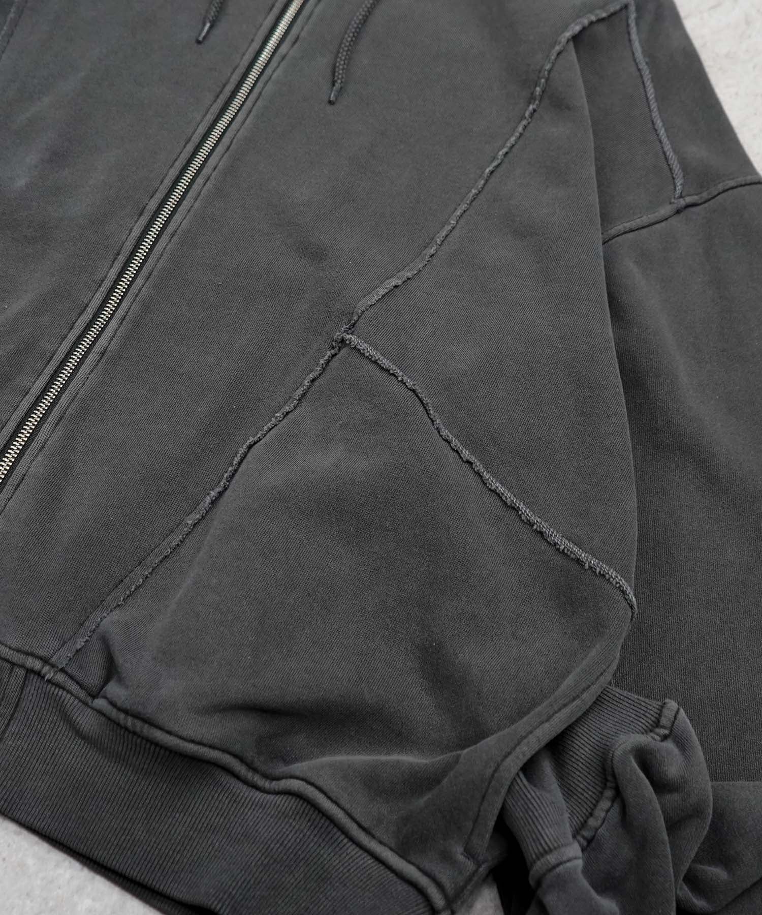裏毛 カットオフ切り替え ZIPパーカー